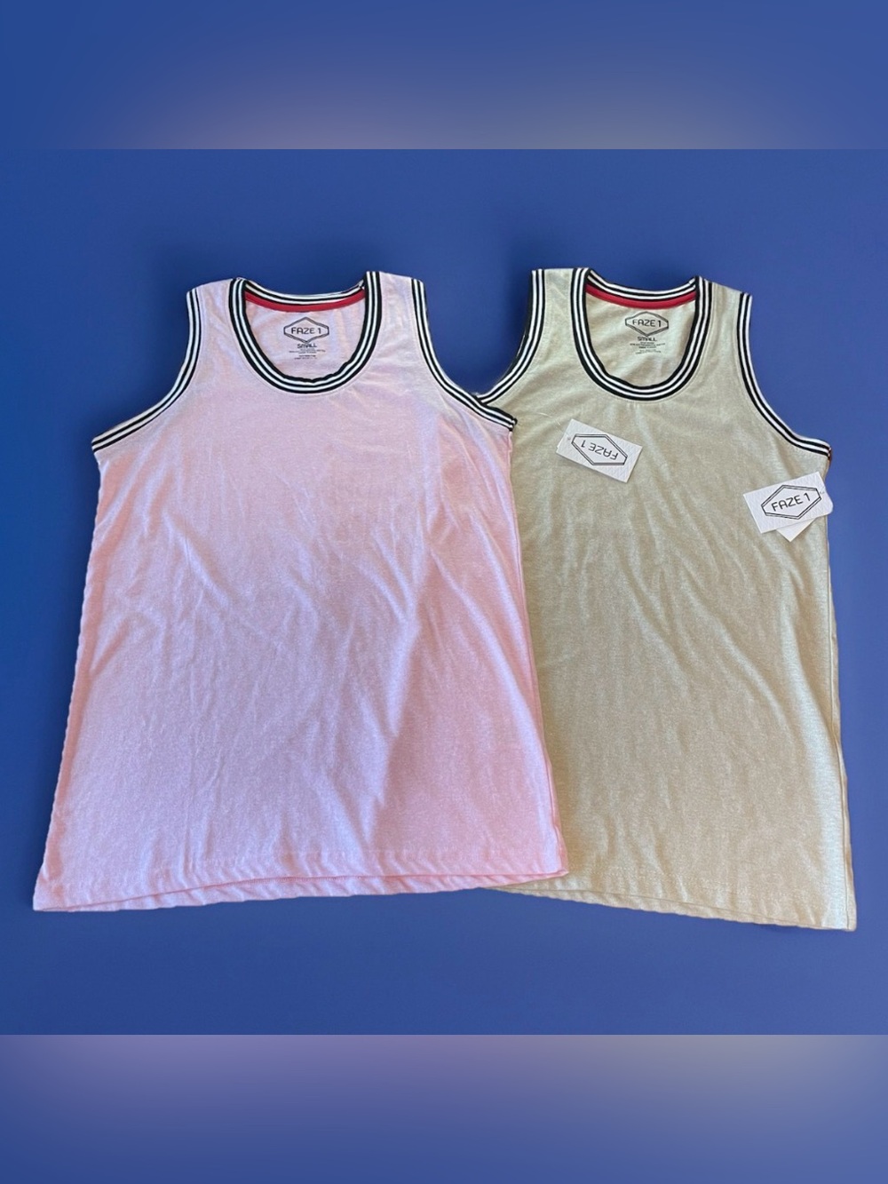 Lot of 2 FAZE 1 Men’s Tank Tops Size Small NWT Pink & Oatmeal Heather Jersey